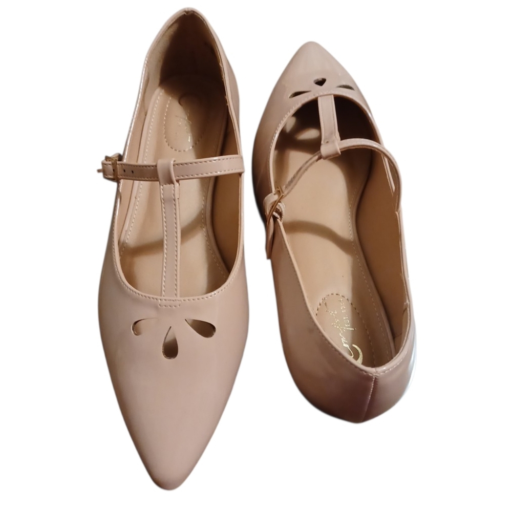 🍑C EST 1946 WOMENS T-STRAP FLAT HEELS - Picture 4 of 5